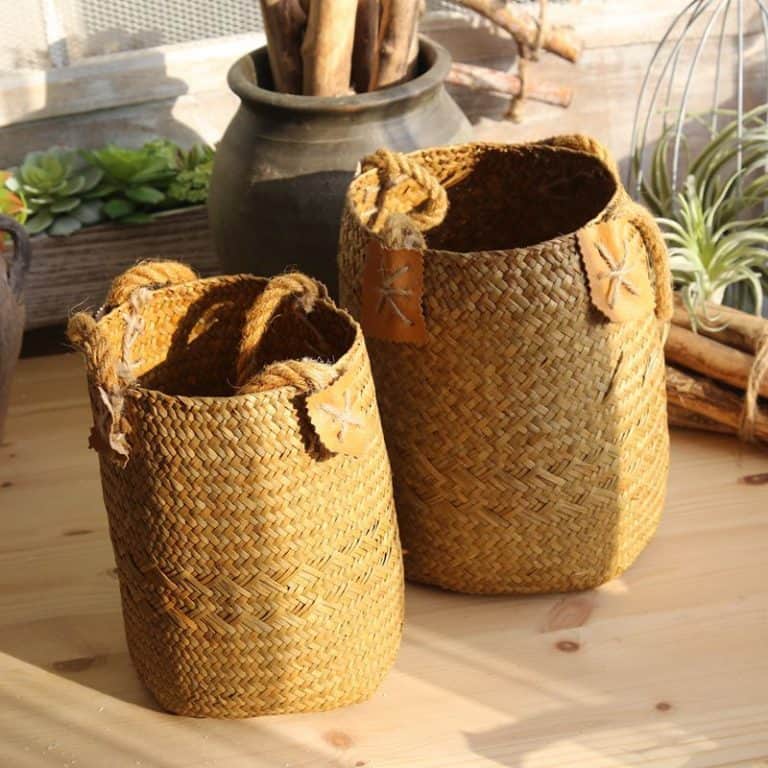 Natural Grass Woven Flower Basket - Artificial Flowers Store