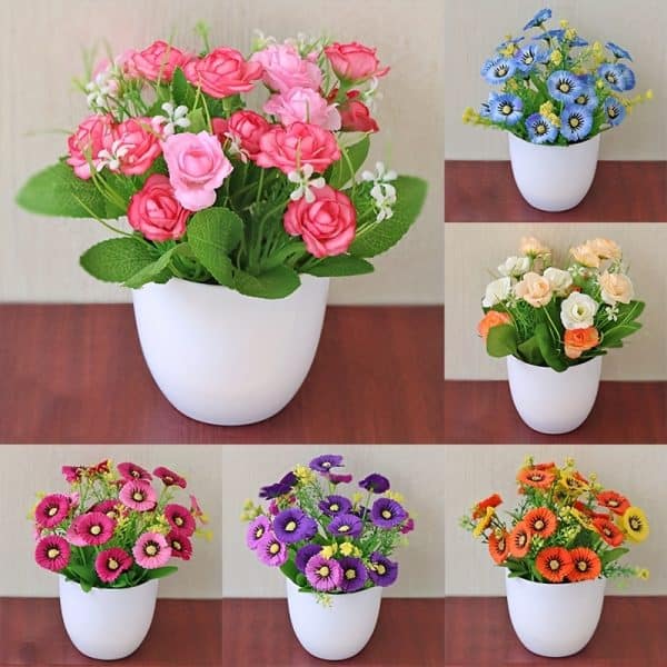 5-Piece Dahlia & Chrysanthemum Silk Flower Set - Realistic Blue Faux Flowers For Home & Wedding Decor